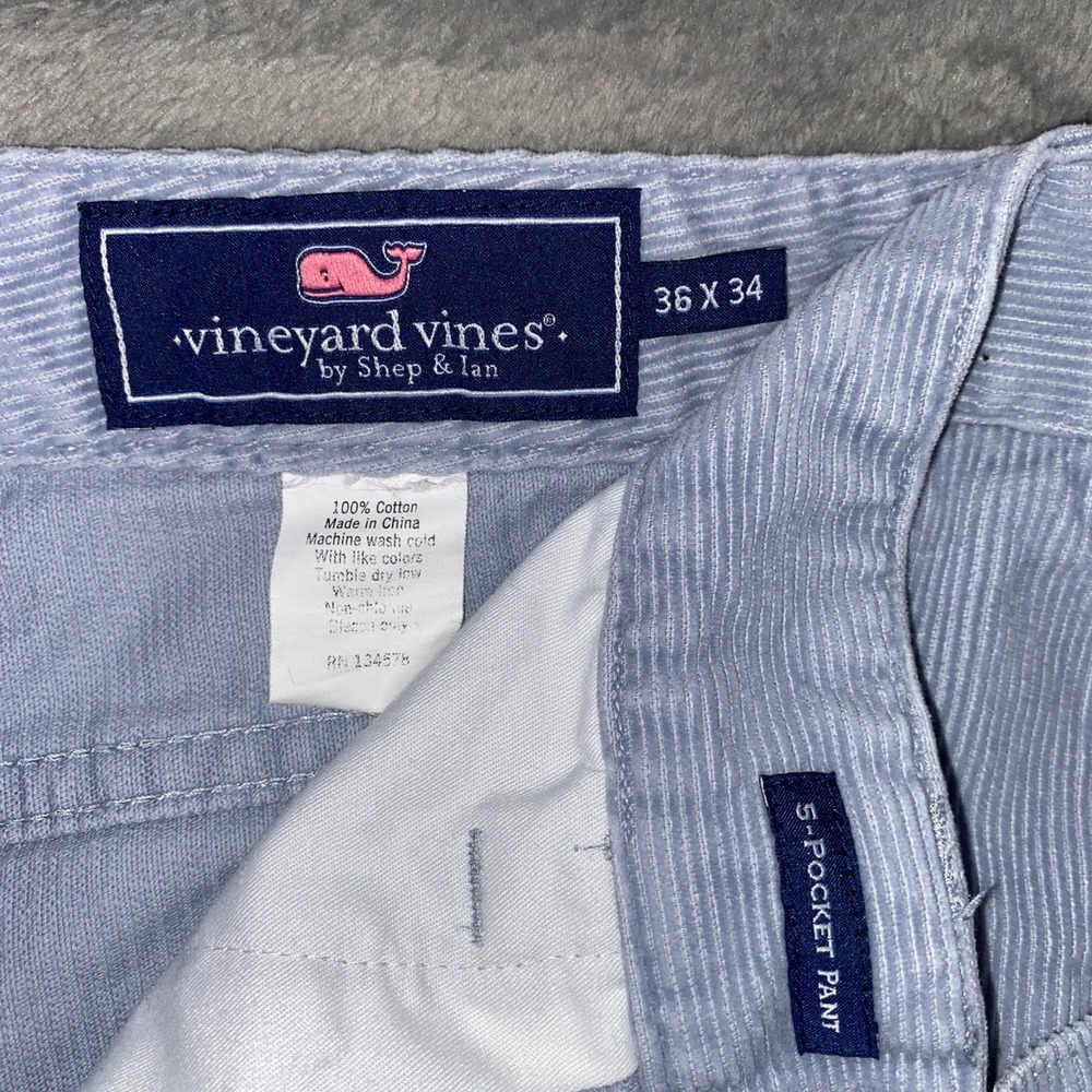 Vineyard Vines Corduroy Pants Mens 36x34 Blue 5-Pocket Straight Coastal Nautical - Picture 3 of 12